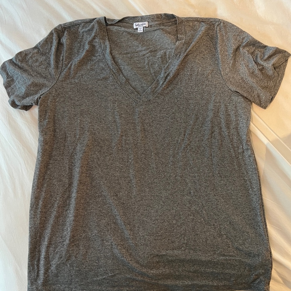 Splendid Metallic Gray Knit Top